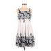 Taylor Casual Dress - Mini Square Sleeveless: White Floral Dresses - Women's Size 8