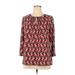 Liz Claiborne Career Long Sleeve Blouse: Burgundy Aztec or Tribal Print Tops - Women's Size X-Large