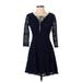 Xhilaration Casual Dress - A-Line: Blue Print Dresses - Women's Size Small