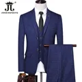 ( Jacket + Vest + Pants ) Checker Casual Business Office Mens Suit Set of Three and Two Groom