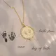 Custom Newborn Footprint Necklace Gold Stainless Steel Birthstone Pendant Personalized Mothers