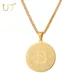 U7 Bitcoin Coin Necklace for Men Women Punk Jewelry Stainless Steel Necklaces & Pendants Father's