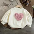 Baby Girls' Sweater Spring and Autumn New Korean Cotton Children's Love Loose Relaxed Pullover Top