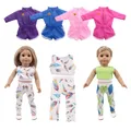 Doll Color Sports 2Pcs/Set Unicorn Pajamas Fit 18 Inch American Doll&43Cm Born Baby Our Generation