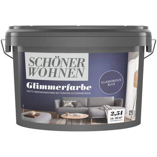 „SCHÖNER WOHNEN-FARBE Wand- und Deckenfarbe „“Trendstruktur Glimmerfarbe““ Farben 2,5 Liter, Wandfarbe mit funkelnden Glitzerpartikeln Gr. 2,5 l 2500 ml, blau (glamorous blue) Wandfarbe bunt“