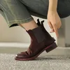 Neue Herbst/Winter Damen stiefel runde Zehen Chelsea Stiefel mit niedrigem Absatz Echt lederschuhe für Damen Retro Stiefeletten Botas de Mujer