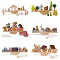 Wooden Baby Animal Balance Board Threading Toys Wooden Seesaw Stacking Toys Blocks Board Games