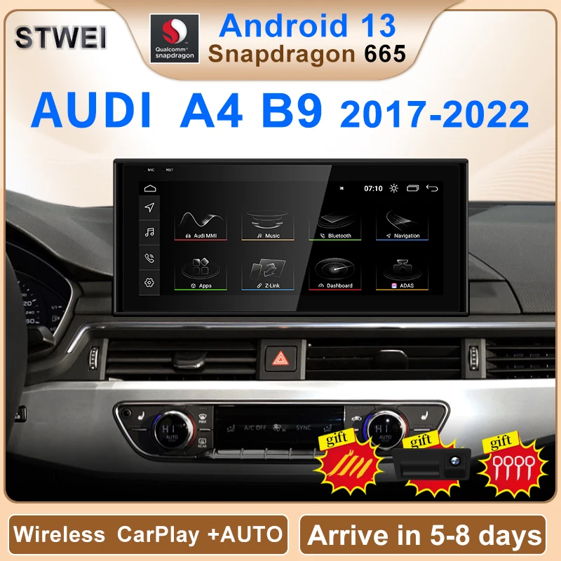 STWEI Qualcomm 8G 128G Android13 10,25 zoll Carplay AUTO Für AUDI 2018-2022 A4 A5 S5 B9 auto Video Player GPS Navi Smart Bildschirm