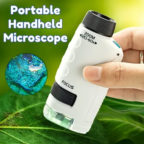 Kinder Wissenschaft Mikroskop Spielzeug 60-120x Pädagogisches Mini Tasche Handheld-Mikroskop Mit