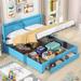 Queen Size Lift Storage Bed Platform Bed with 2 Drawers, Queen Size Bed Frame with Hydraulic Storage System, Blue