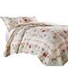 Rosle 2pc Twin Quilt and Pillow Sham Set, Scallop Edges, Floral Blue Cotton