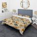 Designart "Orange And Beige Geometric Floral Fusion IV" Beige Cottage Bedding Set With Shams