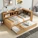 Modern Twin Size Daybed with Trundle, Solid Wood Captain Platform Bed with Storage Cabinets & USB Ports