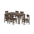 POLYWOODÂ® Modern Studio Urban Chair 7-Piece Parsons Table Dining Set in Mahogany