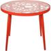 Tree Design Glass Top Aluminum Base Indoor Outdoor End Table (Red)