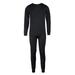Men s Soft Thermal Underwear Set Fleece Lined Black L 1 Set