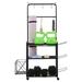Yoga Mat Holder 3 Tier Yoga Mat Storage Rack with Ball Cage Movable Yoga Mat Rack with Hooks Home Gym Storage for Dumbbell Kettlebell and More Gym Accessories