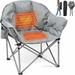 MOPHOTO Gray Oversized Heated Camping Chair Padded Camp Chair with 3 Heat Levels Round Moon Saucer Folding Lawn Chair Outdoor Chair Portable Folding Camping Chairs Heated Chair