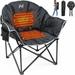 MOPHOTO Black Oversized Heated Camping Chair Padded Camp Chair with 3 Heat Levels Round Moon Saucer Folding Lawn Chair Outdoor Chair Portable Folding Camping Chairs Heated Chair