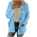 FAIWAD Winter Fleece Coats for Women Round Neck Drawstring Button Plus Size Soft Fuzzy Jackets