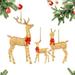 LED Lighted Holiday Deer Family Christmas Deer Lightings for Garden Holiday Glowing Decorations Illuminated- 11.8 inch Buck 10.6 inch Doe & 7.09 inch Fawn