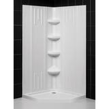 Dreamline 42 in x 42 in x 75 5/8 in H Neo-Angle Shower Base and QWALL-2 Acrylic Corner Wall Kit in White DL-6043C-01