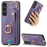 Mantto for Samsung Galaxy S20 Back Wallet Phone Case Support Magnetic Car Mount Shockproof Vintage PU Leather Credit Card Pocket Portable Rotation Ring Kickstand Phone Case Purple