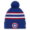 Unisex New Era Black Captain America Cuffed Knit Hat with Pom