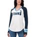 Women's G-III 4Her by Carl Banks White/Navy Tennessee Titans Top Team Raglan V-Neck Long Sleeve T-Shirt