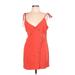 Privacy Please Casual Dress - Mini Plunge Sleeveless: Orange Print Dresses - Women's Size Large