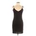 H&M Casual Dress - Party Plunge Sleeveless: Black Print Dresses - Women's Size 10