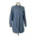 Gap Outlet Casual Dress - Shirtdress Collared 3/4 sleeves: Blue Dresses - Women's Size Large