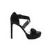 Stuart Weitzman Heels: Black Print Shoes - Women's Size 8 1/2 - Open Toe