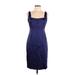 Calvin Klein Casual Dress - Sheath Square Sleeveless: Blue Solid Dresses - Women's Size 10