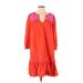 J.Crew Casual Dress - Shift V Neck 3/4 sleeves: Red Print Dresses - Women's Size Small