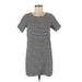 J.Crew Casual Dress - Shift Scoop Neck Short sleeves: Black Print Dresses - Women's Size Medium Petite