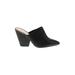 Splendid Mule/Clog: Slip On Chunky Heel Casual Black Solid Shoes - Women's Size 9 1/2 - Pointed Toe