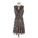 Calvin Klein Casual Dress - Wrap: Brown Leopard Print Dresses - Women's Size 4