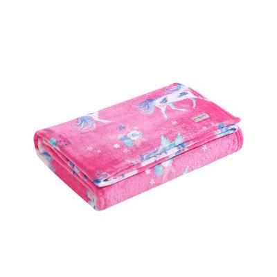 Laura Ashley kids Printed Ultra Soft Plush Throw Blankets Microfiber/Fleece/Microfiber/Fleece in Pink | 60 H x 50 W in | Wayfair USHSHF1271083