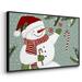 The Holiday Aisle® Peppermint Snowman Collection A Framed On Canvas Print Canvas, Solid Wood in Black/Blue/Brown | 17 H x 25 W x 1.5 D in | Wayfair