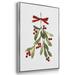 Winston Porter Mistletoe Bow I Framed On Canvas Print Canvas, Solid Wood in Black/Green/White | 41 H x 27 W x 1.5 D in | Wayfair