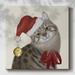 The Holiday Aisle® Cute Cat w/ Christmas Hat Canvas, Solid Wood in Black/Brown/Red | 12 H x 12 W x 1.5 D in | Wayfair