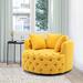 Accent Chair - Rosdorf Park Keyson Upholstered Swivel Accent Chair Linen/Fabric in Yellow | 28.74 H x 42.9 W x 41.34 D in | Wayfair