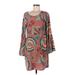 Peaches 'n Cream Casual Dress - Shift Scoop Neck 3/4 sleeves: Brown Dresses - Women's Size Medium