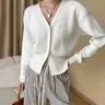 2023 donne elegante Cardigan girocollo maglione lavorato a maglia Cardigan Beige Top Cardigan tinta