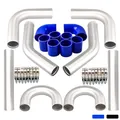 2.0 2.5 2.75 3.0 pollici tubo Intercooler Turbo universale tubo per tubi in alluminio cromato + morsetti a t + tubi in Silicone blu nero
