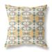 16" X 16" White And Yellow Abstract Blown Seam Suede Throw Pillow
