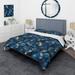 Designart "Ethereal Blue Intersections Mosaic Pattern" Yellow Modern Bedding Cover Set With 2 Shams