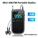 Mini AM/FM Portable Radios Pocket Receiver Stereo Speaker Rechargeable Radio with Alarm Clock for