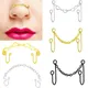 Stainless Steel Fake Chain Cuff Non Piercing Nose Ring Double Clip On African Nose Cuff Chain Aross